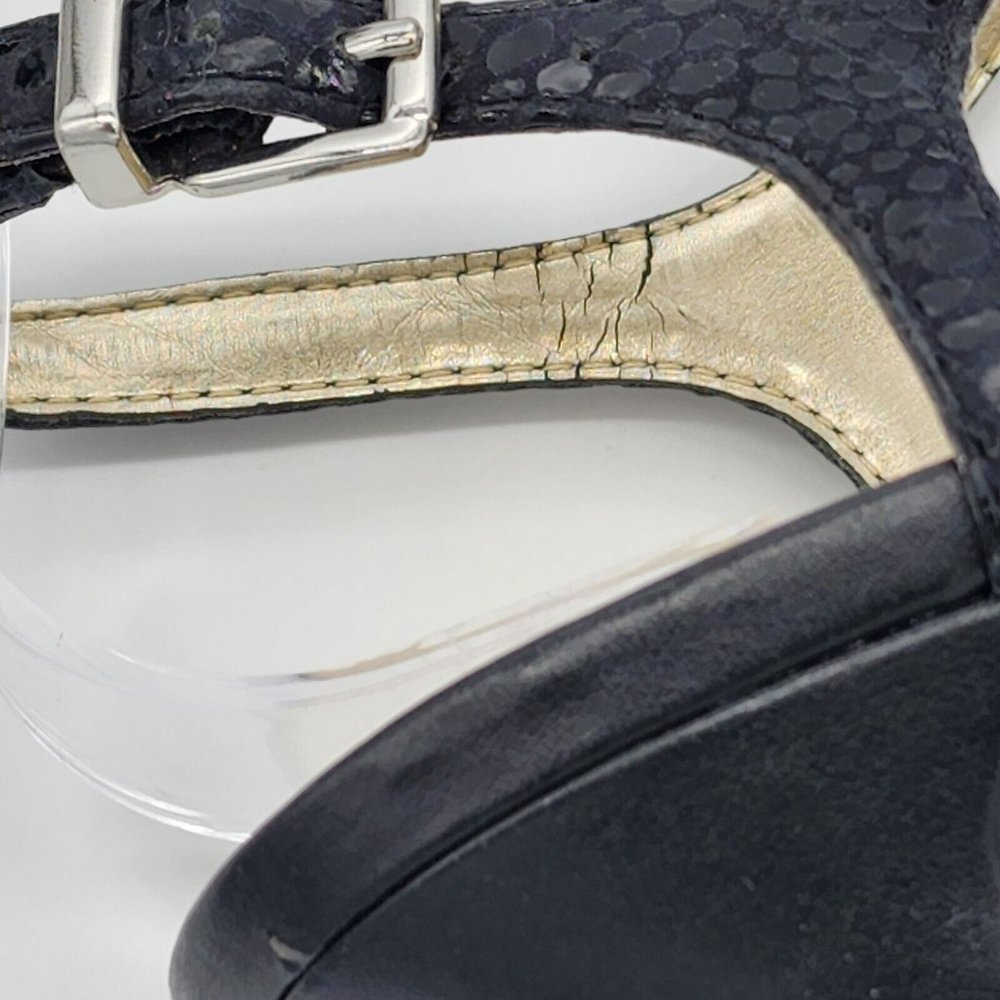 Antonio Melani Alleara Black Ankle Strap Heels Beaded Embossed Size 6 - Picture 10 of 12